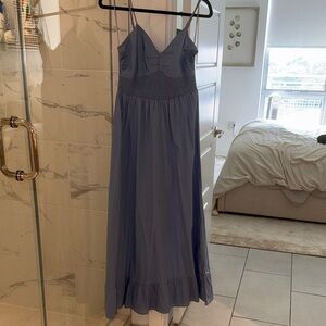 Steve Madden Blue Ruched Maxi Dress with Spaghetti Straps